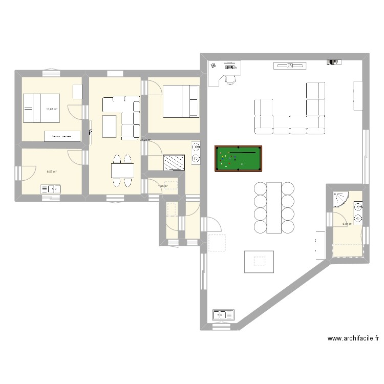 plean maison perso. Plan de 5 pièces et 65 m2