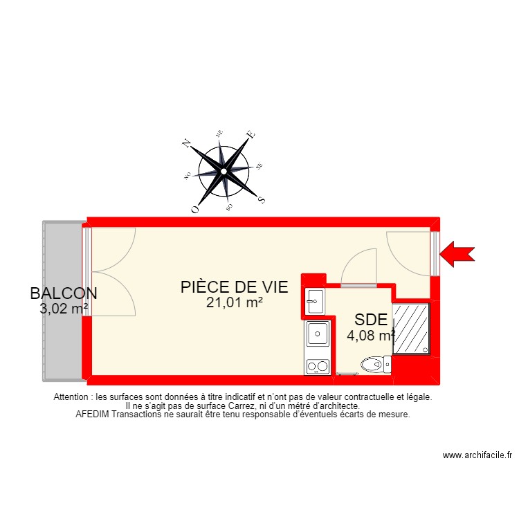 BI 23740 - . Plan de 5 pièces et 28 m2