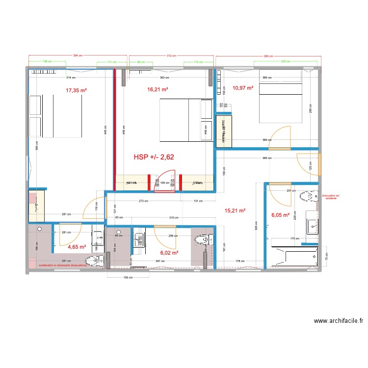 CHAMBRES GAUCHE DEF 4 12 24. Plan de 7 pièces et 76 m2