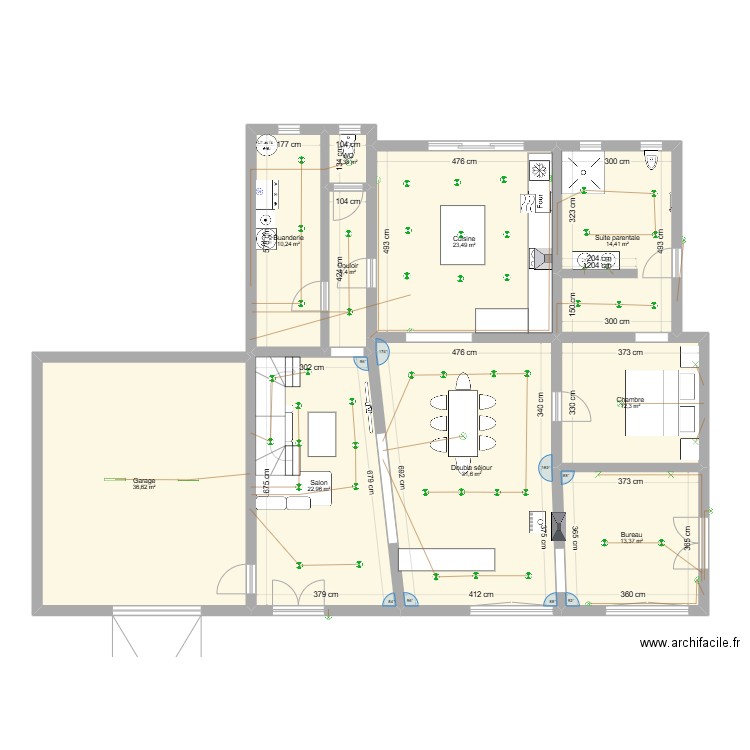 Maison 2. Plan de 10 pièces et 171 m2