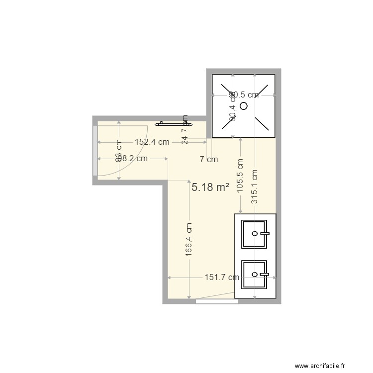 ROUSSEAU - Plan 1 pièce 5 m2 dessiné par 2PBAT