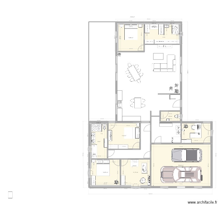 PLAN PROJET / ROCHE V2. Plan de 14 pièces et 109 m2