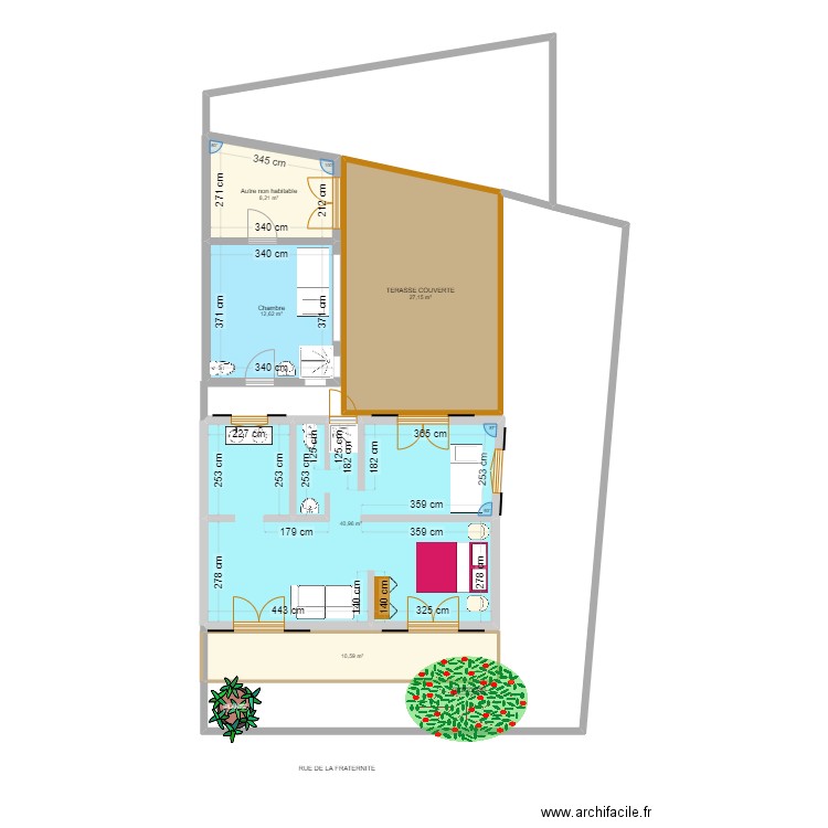 Deshaies. Plan de 6 pièces et 105 m2