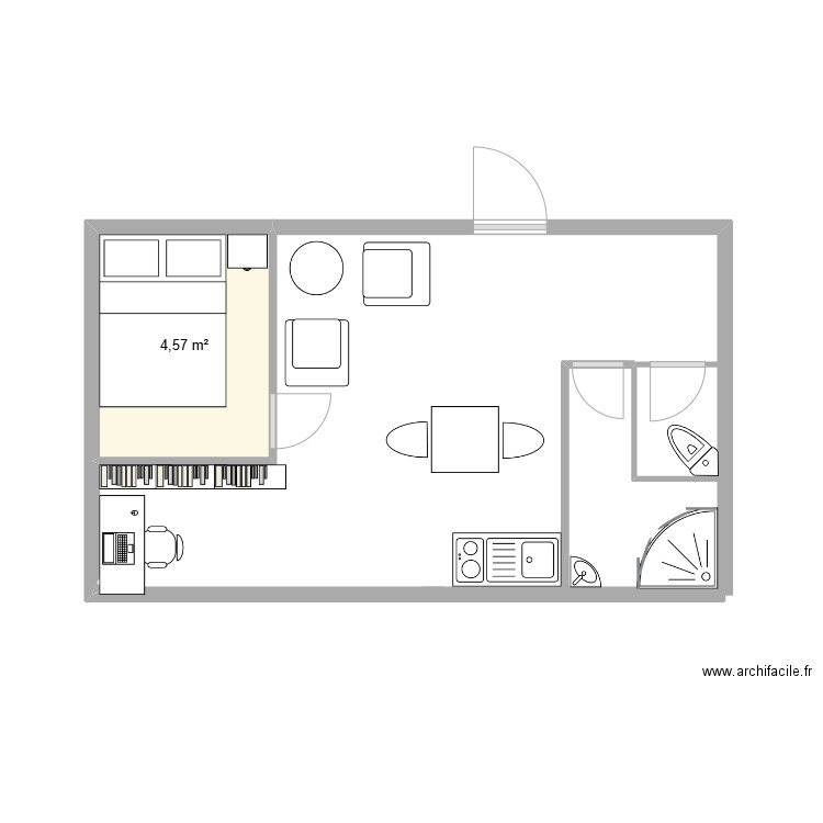 containeur. Plan de 1 pièce et 5 m2