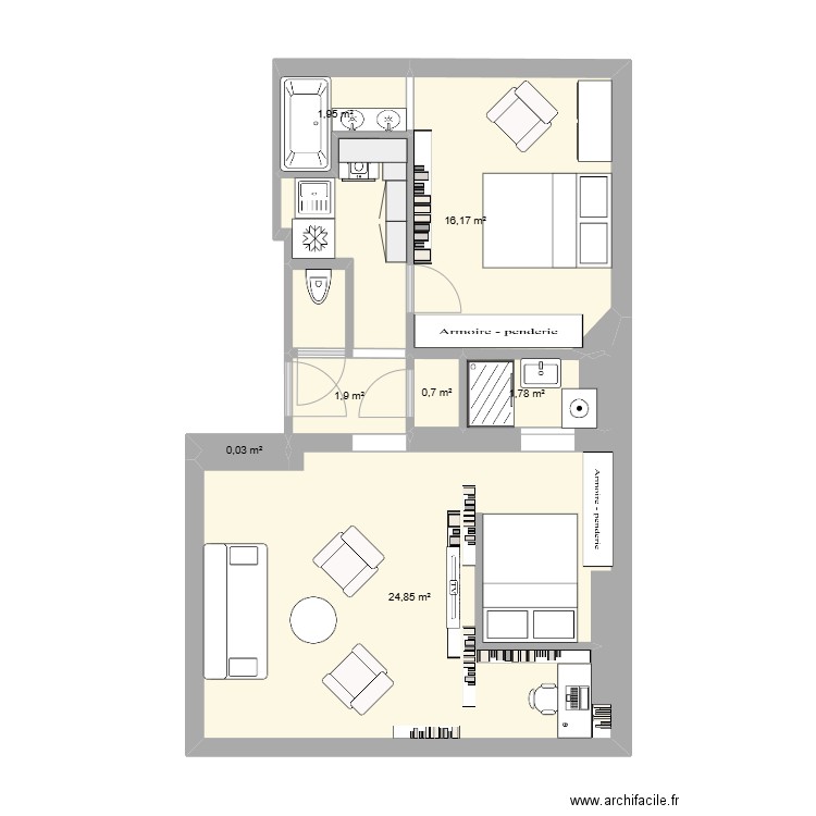 Dautancourt 2. Plan de 7 pièces et 47 m2