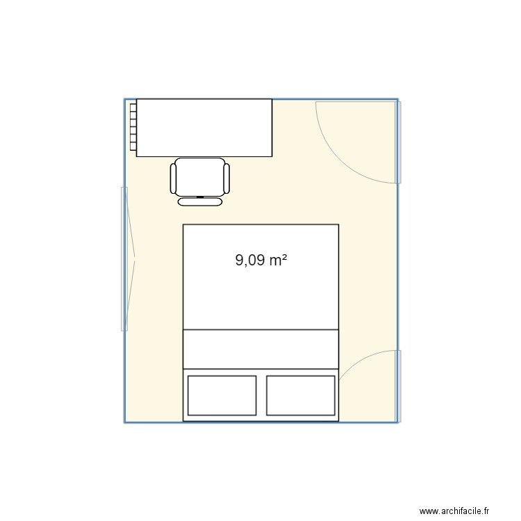 Chambre Home Studio. Plan de 1 pièce et 9 m2