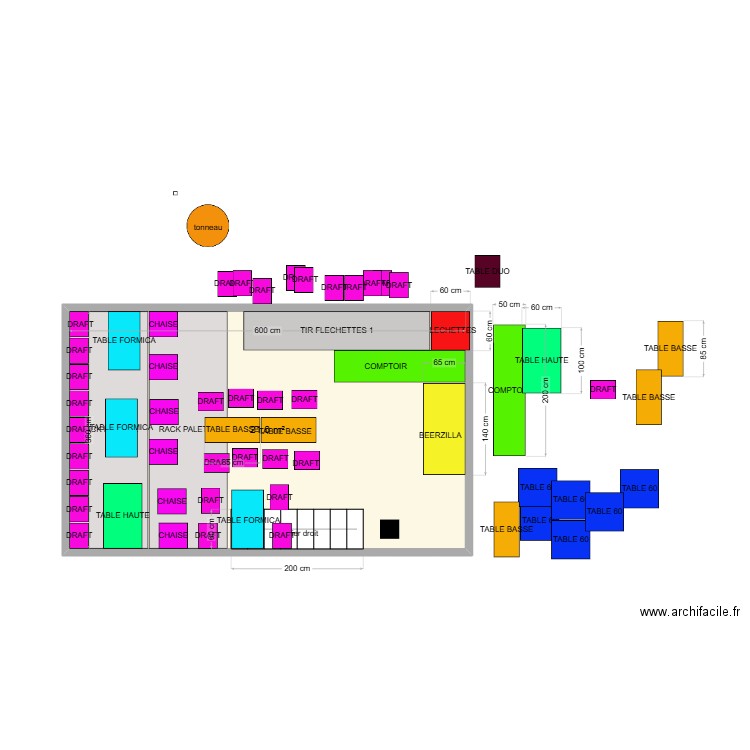 SALLE FONDS 1. Plan de 1 pièce et 22 m2