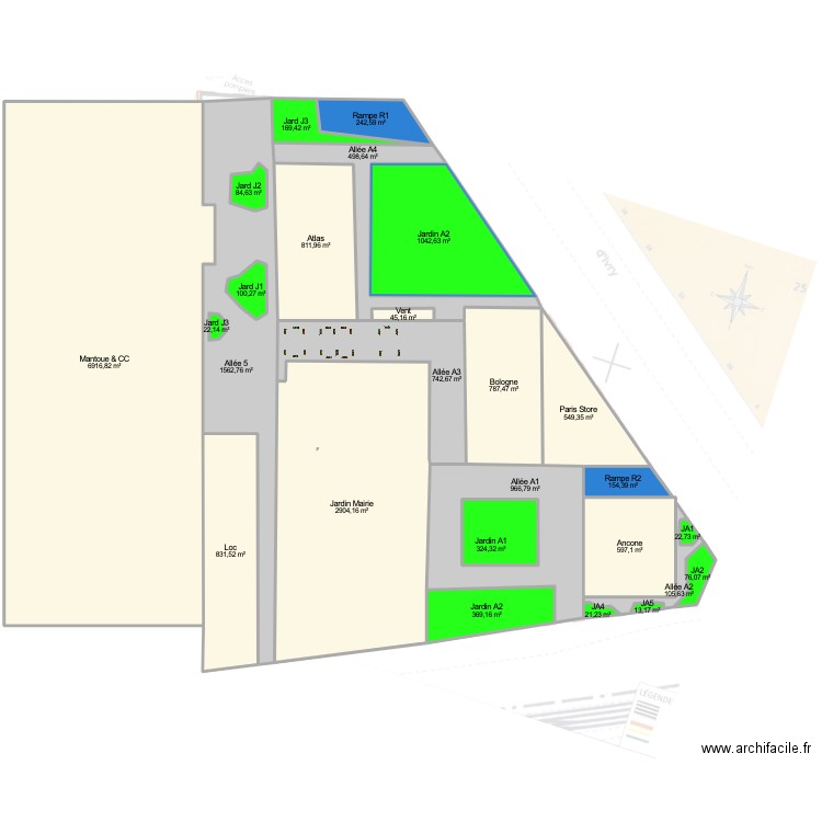 Dalle Villa dEste. Plan de 26 pièces et 7652 m2