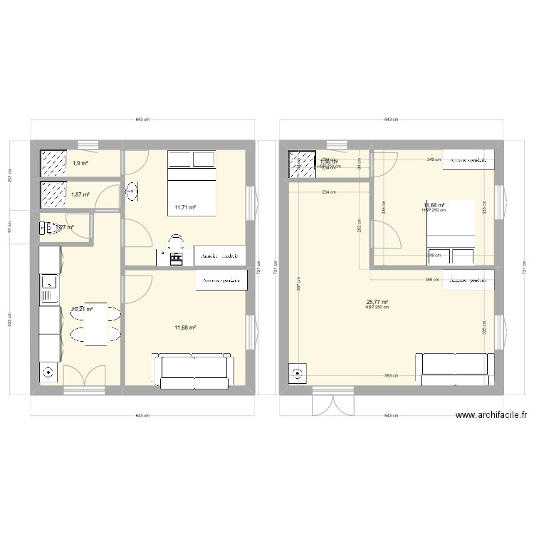 gite etage. Plan de 9 pièces et 78 m2