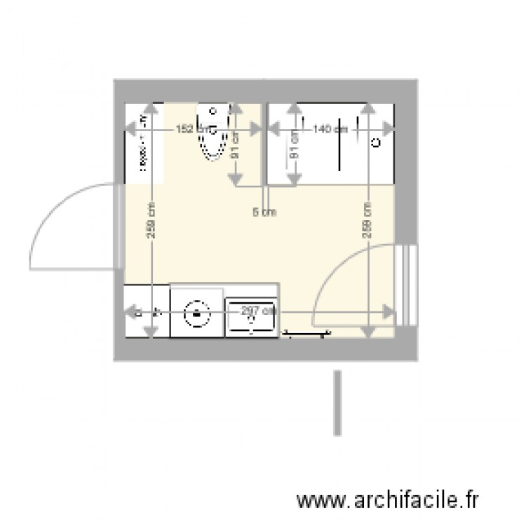 salle de bain Wc 4 - Plan dessiné par catherine vincent