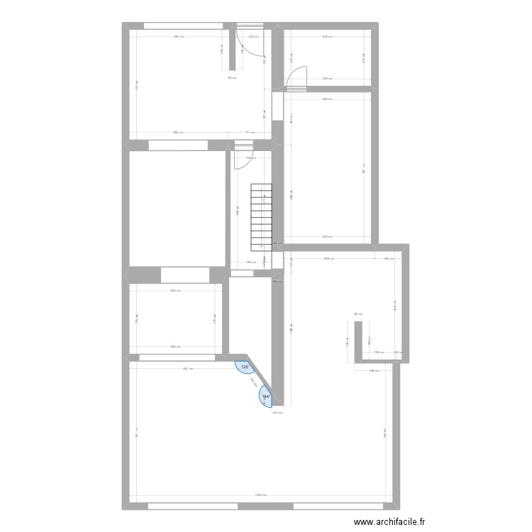 Magasin. Plan de 6 pièces et 143 m2