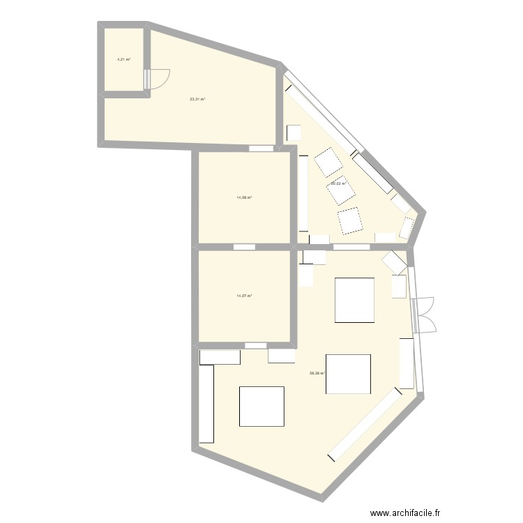 Maison Fleurie. Plan de 6 pièces et 134 m2