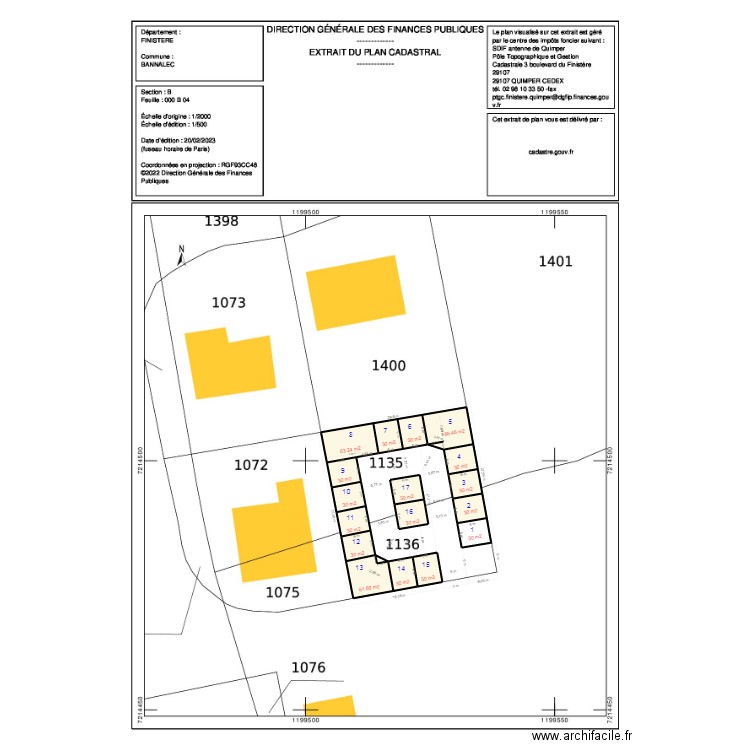 cadastre bannalec. Plan de 0 pièce et 0 m2