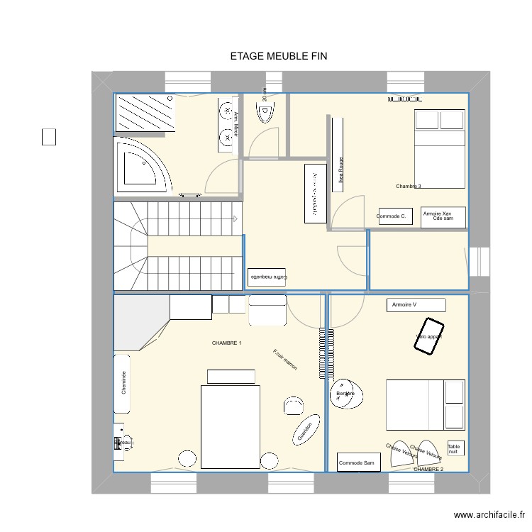 Les Myrthes Etage meubles. Plan de 1 pièce et 75 m2