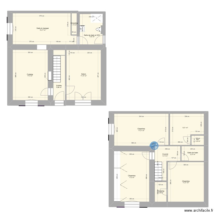 Chantesse . Plan de 14 pièces et 139 m2