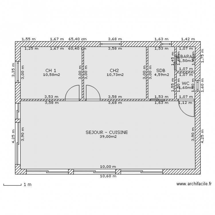 PLAN 70M2 ss terrasse. Plan de 0 pièce et 0 m2