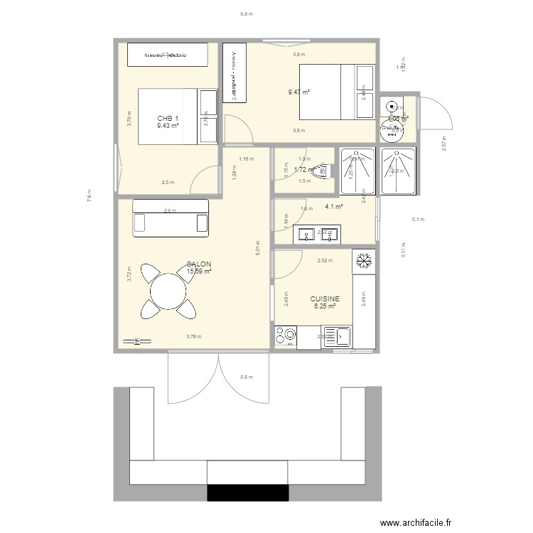 B 46 . Plan de 0 pièce et 0 m2