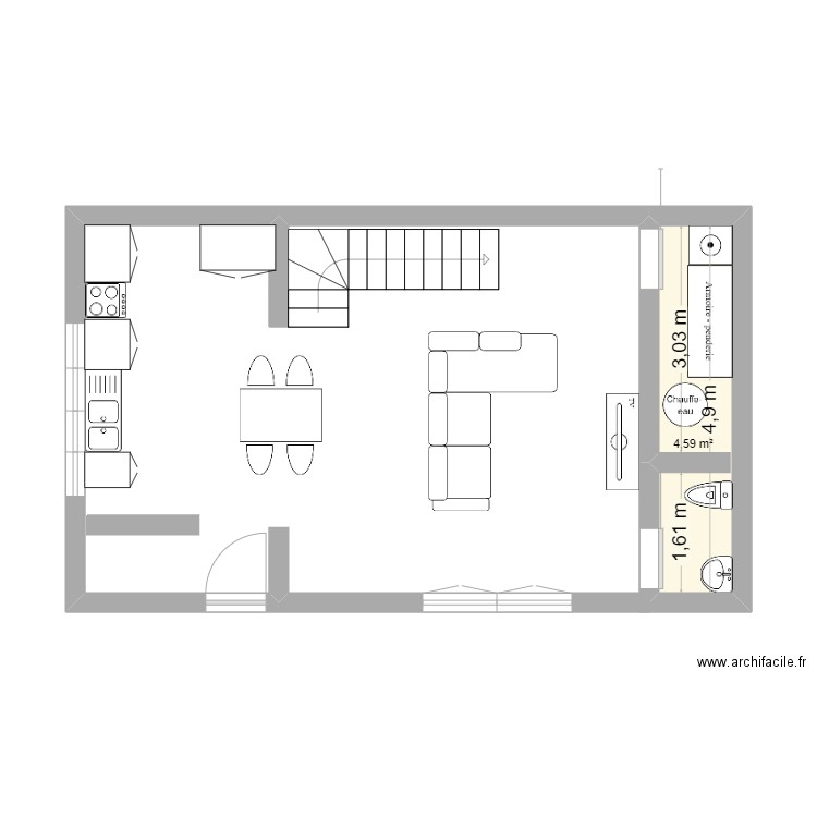 MAISON CORMEILLES. Plan de 1 pièce et 5 m2