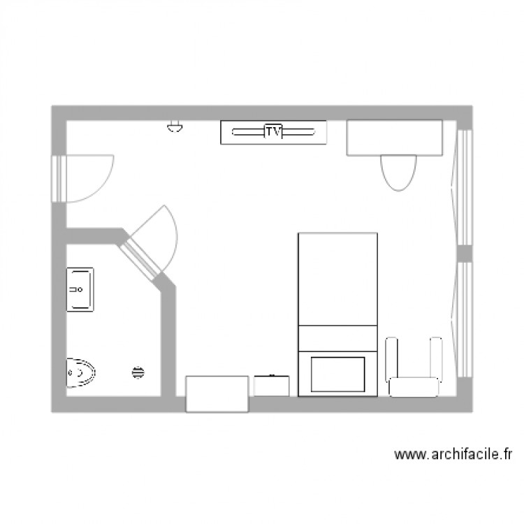 Chambre simple. Plan de 0 pièce et 0 m2