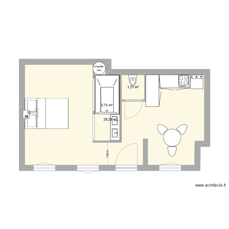 love4. Plan de 3 pièces et 34 m2