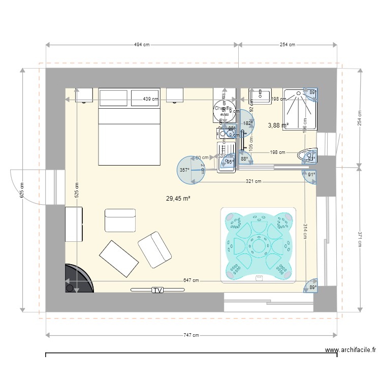 Chalet 2 pers FACADE BAIE. Plan de 0 pièce et 0 m2