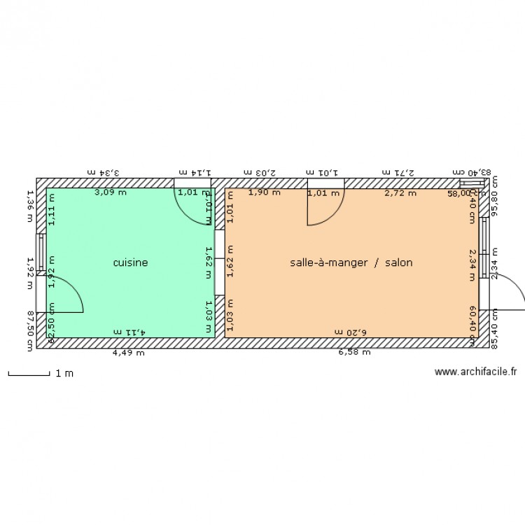 salon - salle à manger - cuisine - Plan dessiné par Axel4600