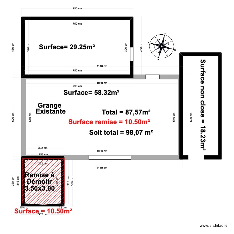 serbonnes. Plan de 3 pièces et 89 m2