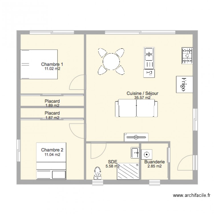 F3 70 m2. Plan de 0 pièce et 0 m2