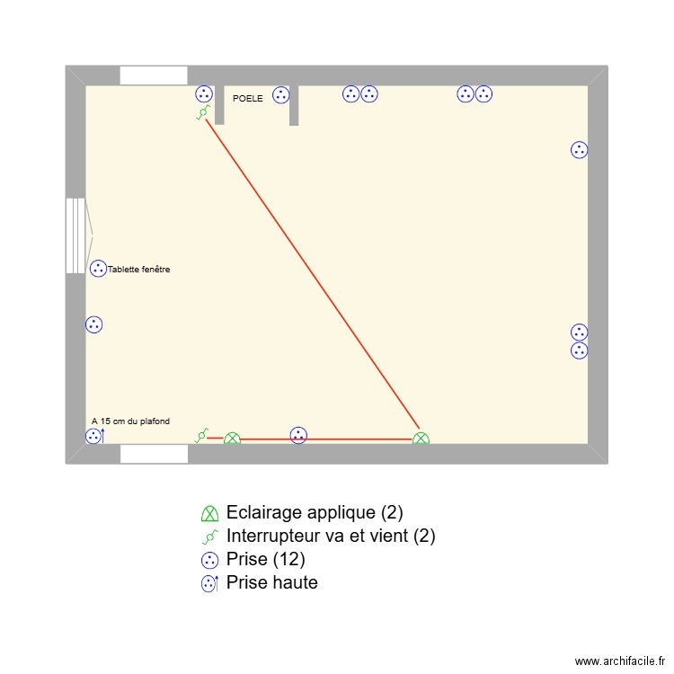 RASSE SALON. Plan de 1 pièce et 32 m2