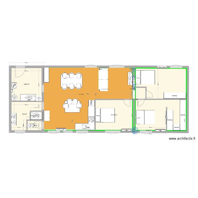 plan  maison derrière . Plan de 10 pièces et 58 m2