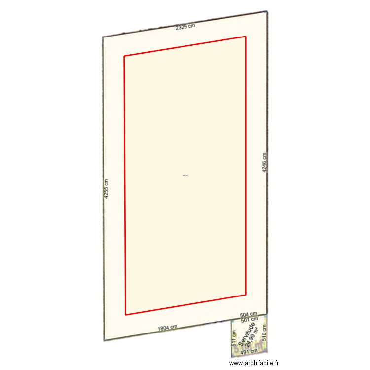 Terrain + pointillé. Plan de 1 pièce et 595 m2