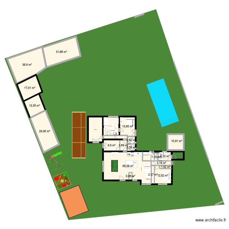 acqueduc7.1. Plan de 23 pièces et 295 m2