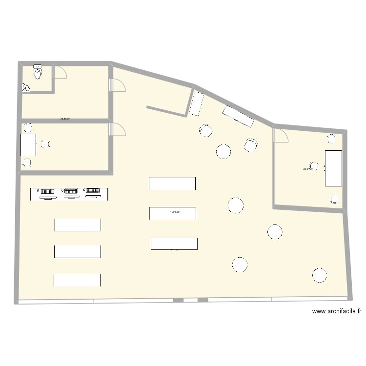 Magasin Acuitis 1. Plan de 3 pièces et 255 m2