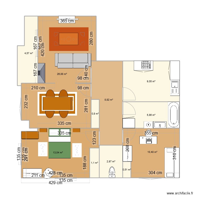 Plan appartement Pau. Plan de 11 pièces et 85 m2