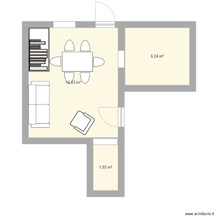 maison caire. Plan de 3 pièces et 25 m2