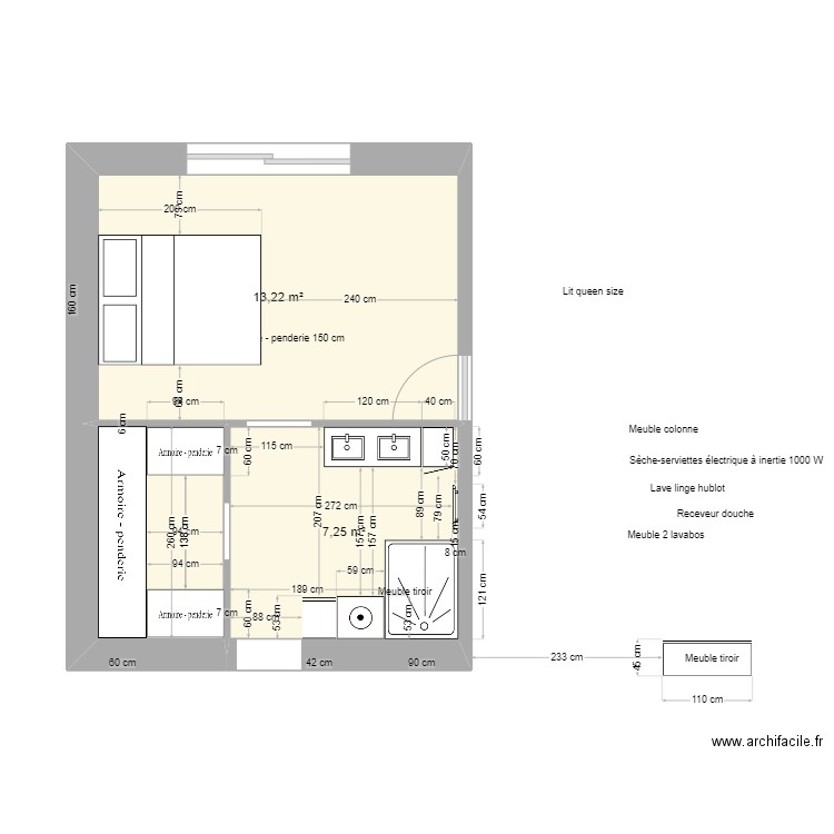 agrandissement chambre 3 - Plan 3 pièces 24 m2 dessiné par jennydu37