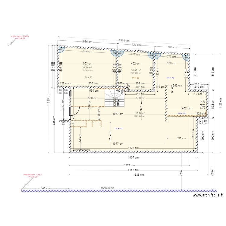 Cloisons Rez de chausée. Plan de 0 pièce et 0 m2