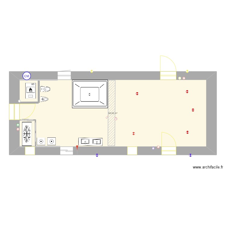 SDB FINAL final. Plan de 1 pièce et 61 m2