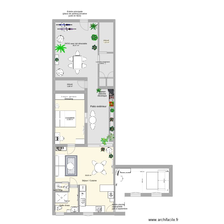 Villa La Cachette. Plan de 8 pièces et 95 m2