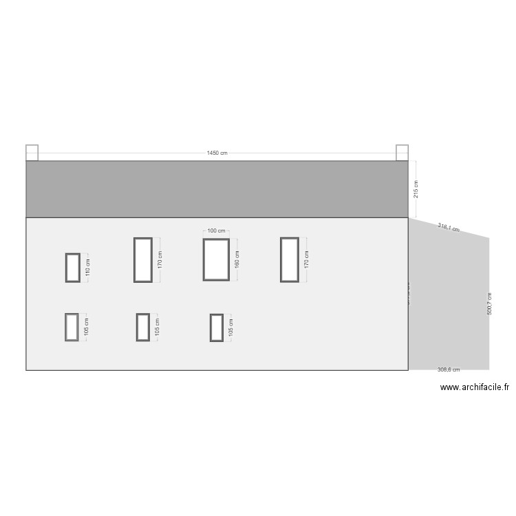 façade arrière INITIALE. Plan de 0 pièce et 0 m2