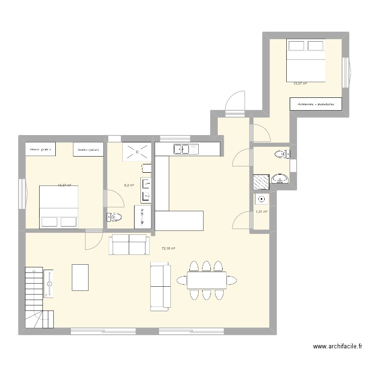 plan maison 2. Plan de 5 pièces et 109 m2