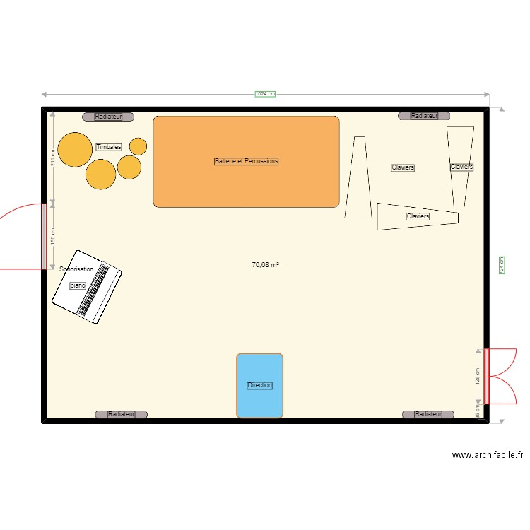 salle répetition. Plan de 0 pièce et 0 m2