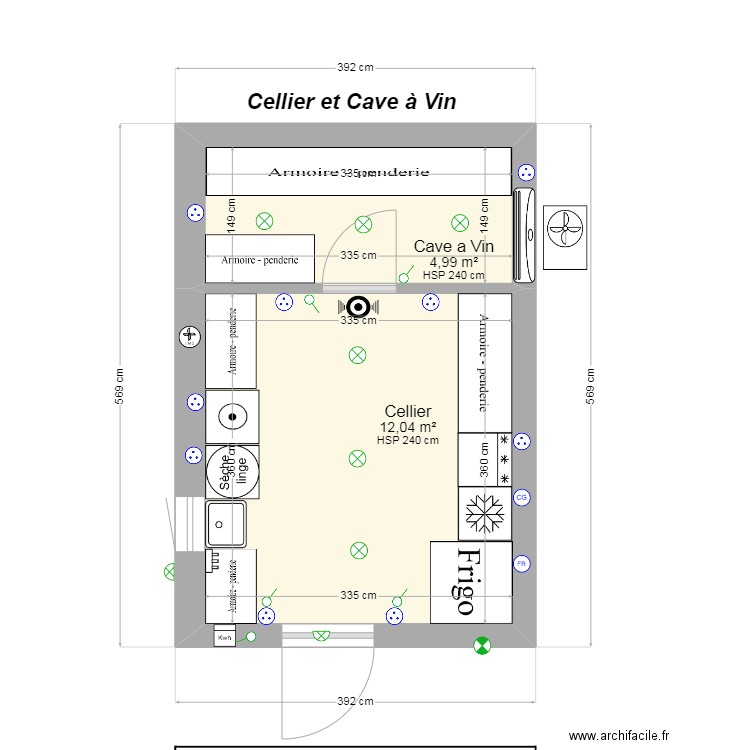 CELLIER / CAVE A VIN. Plan de 2 pièces et 17 m2