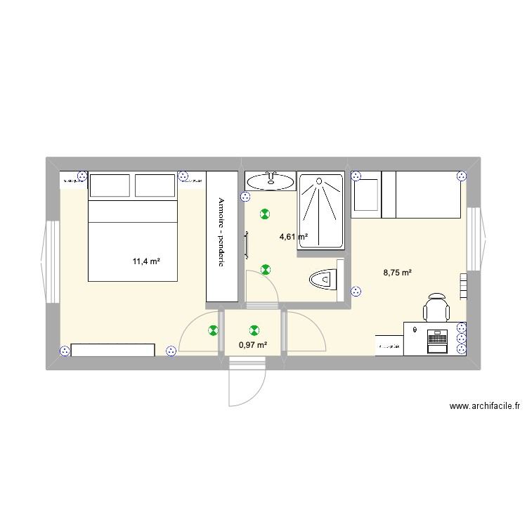 Suite nouvelle proposition v2. Plan de 4 pièces et 26 m2