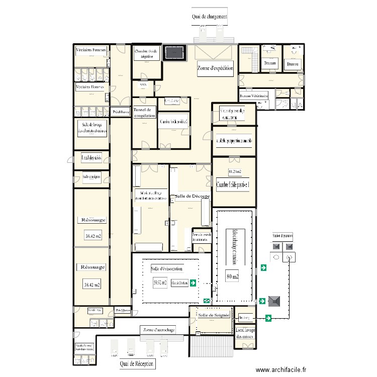 PLAN ABATTOIR AVICOLE 5. Plan de 40 pièces et 800 m2