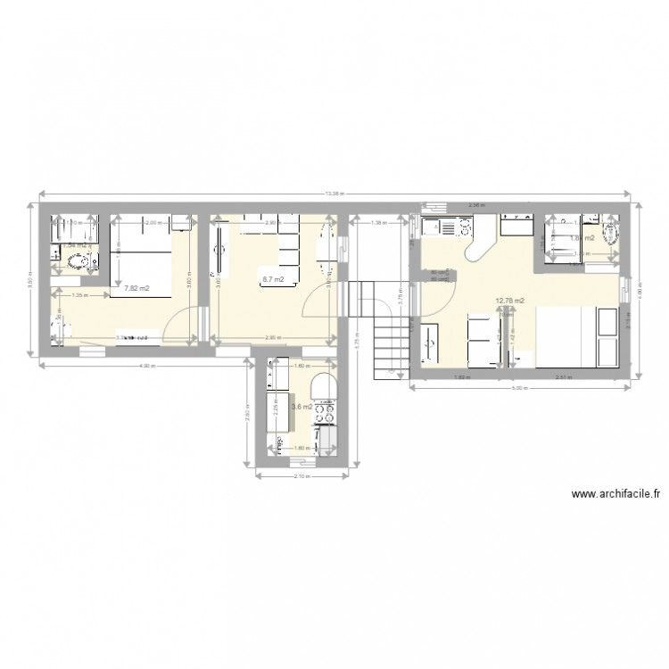 Studio americain  . Plan de 0 pièce et 0 m2