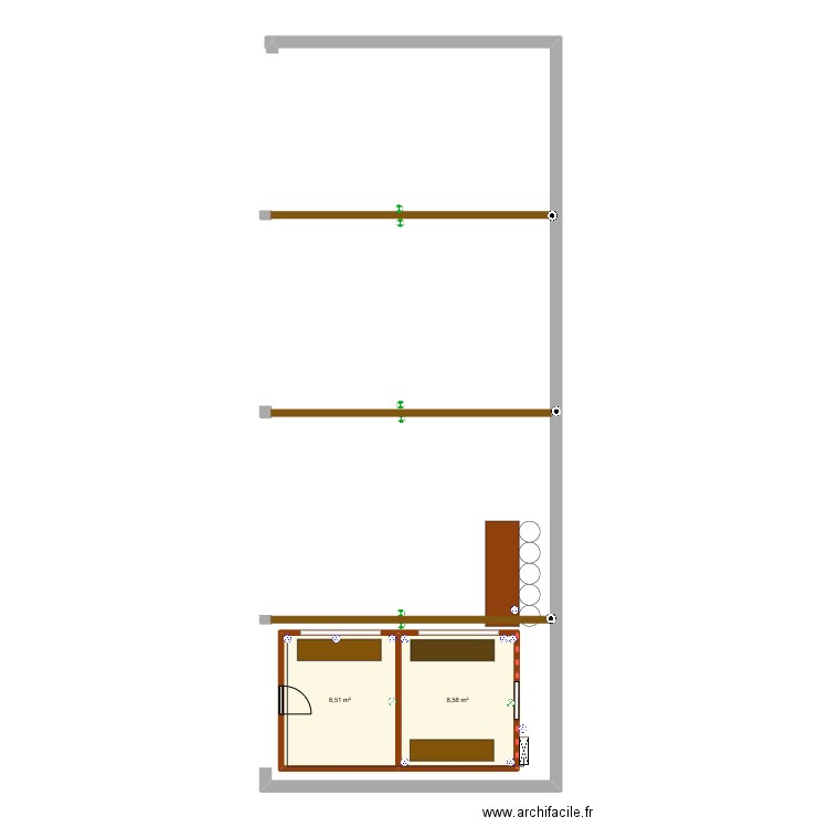 chalets noêl des siècles 2024. Plan de 2 pièces et 17 m2