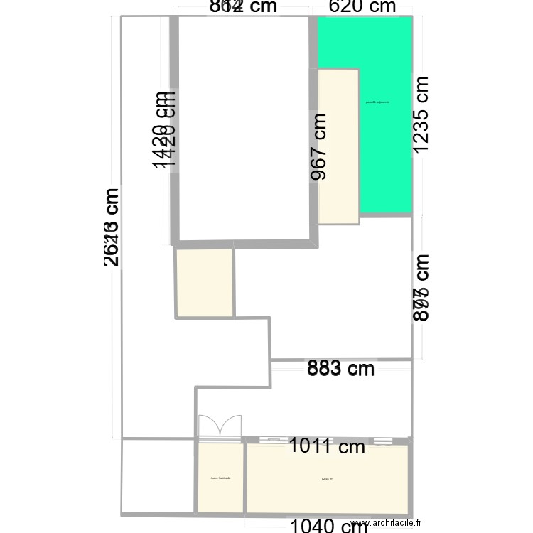 P2B Plan masse division. Plan de 5 pièces et 144 m2