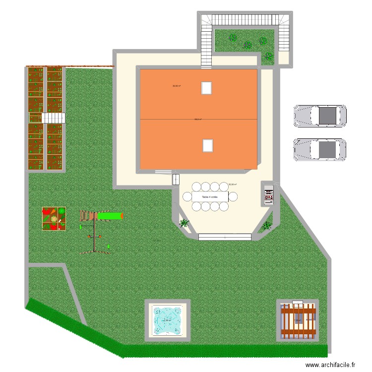 Plan Jardin. Plan de 7 pièces et 160 m2