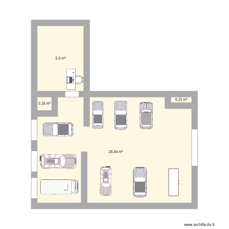 ouais. Plan de 4 pièces et 35 m2